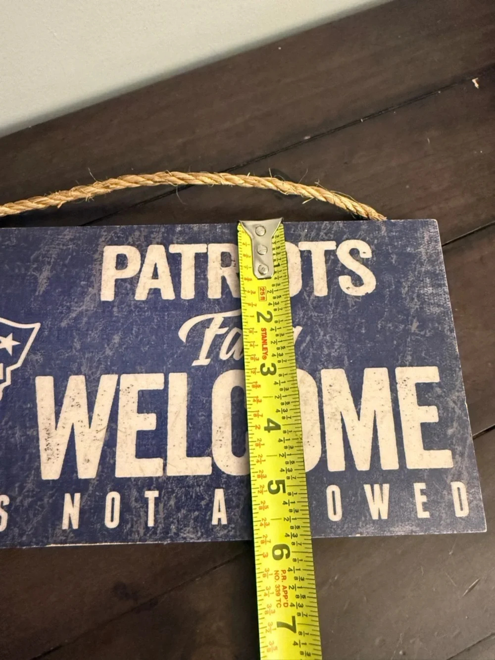 New England Patriots Fans Welcome Wooden Wall Sign NFL Decor Man Cave